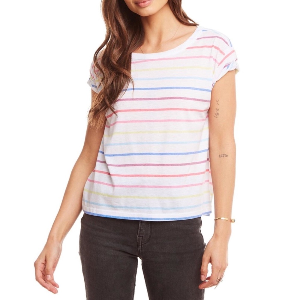 Chaser Rainbow Striped Vintage Jersey Baby Tee